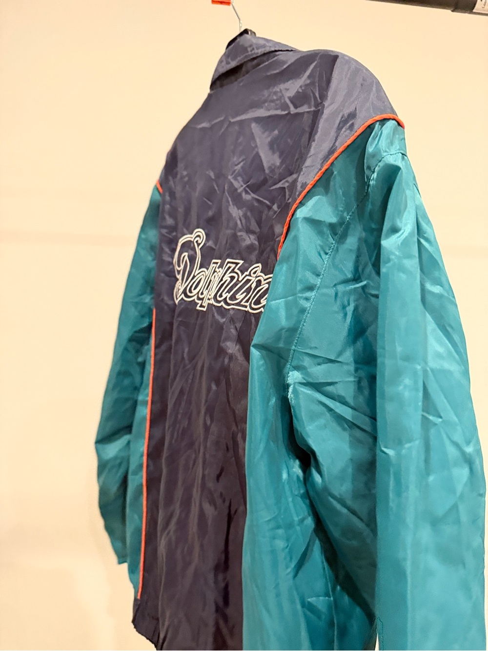 NFL Miami Dolphins Windbreaker Jacket - Teal, Navy & Orange Trim - Picture 9 of 9